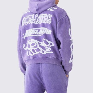 Chándales Casuales de Invierno de la Mejor Calidad, Ropa Deportiva Transpirable de Algodón Simple, Chándales con Serigrafía, Lavado Ácido, Chándal Personalizado - Product Image 4