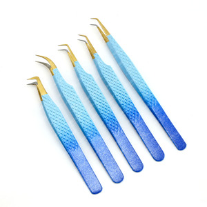 Pinzas de punta de fibra clásica curvada de alta calidad, volumen 90, 45 grados, Punta Delgada, pinzas de aislamiento ligeras, agarre de diamante - Product Image 3