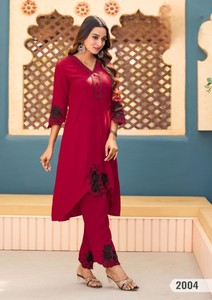 Heavy Chinnon Handwork Kurti avec Salwar Kameez Quick Dry Regular Fit pour toutes les occasions et fêtes Vêtements indiens et pakistanais - Product Image 6