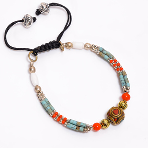 Bracelet de mode en turquoise naturelle et lapis-lazuli, bijoux en argent tibétain, bracelet antique népalais, exportateur de bijoux en pierres précieuses - Product Image 2