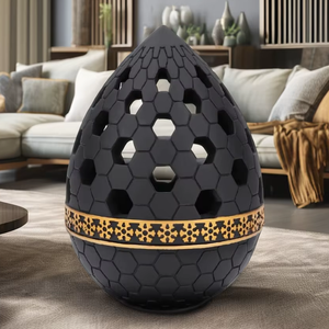 <b>Oud</b> Bakhoor Stainless Steel <b>Incense</b> Burner with Honeycomb Design Eco-Friendly Home Decoration Black Gold - Product Image 1