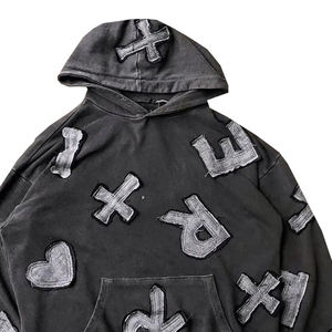 Sudaderas con capucha de punto 100% algodón 380g de diseño personalizado para hombres Sudadera con capucha con estampado de logotipo de gran tamaño Manga larga bordada Otoño - Product Image 3