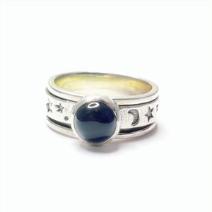 Rose Gold Plated 9.8Gram Black Onyx <b>Spinner</b> <b>Ring</b>-Casual Stainless Steel Eternity Style with Bezel Invisible Setting Perfect Gift - Product Image 1