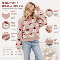 FNJIA Lesmart Pull de Noël moche pour femme, motif Père Noël amusant, ample, tricoté, pour fête de fin d'année, En stock