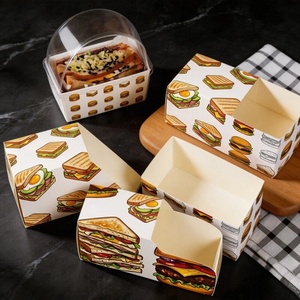 Boîte à sandwichs pour petit-déjeuner en papier, personnalisable, très vendue, pour emporter, avec couvercle, pour boulangerie - Product Image 2