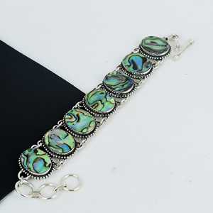 Pulsera hecha a mano de concha de abulón, joyería de plata de ley 925, pulsera antigua, joyería elegante para regalo, regalo de aniversario para mujer - Product Image 4
