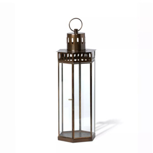 Antique Brass Metal Rim <b>Large</b> Floor <b>Lantern</b> High Quality Home Use Christmas Decorations Pillar Glass <b>Candle</b> Holder and Jars - Product Image 3