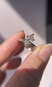 Timeless 120ct Marquise Champagne Diamond Bague de fiançailles Fairtrade 14K Gold Unique GIA Certified Ring For Her Wedding Gift - Product Image 2