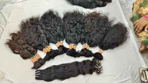 Venta al por mayor de fábrica, extensiones de cabello indio crudo sin procesar humano sin trama, extensiones de cabello a granel indio sin procesar para trenzar pelos - Product Image 6