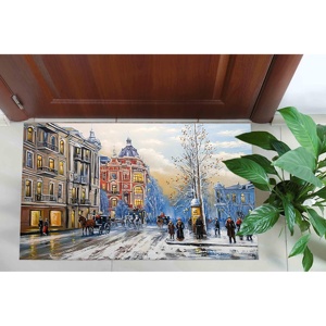 Tapis Paysage Hivernal Urbain, Tapis Imprimé, Paysage Urbain Hivernal, Tapis en Velours - Product Image 1