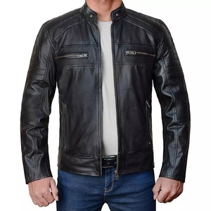 Chaqueta de cuero de motocicleta delgada de fábrica para hombre, chaqueta acolchada de lujo de alta calidad con cuello con capucha, jersey para hombre - Product Image 5