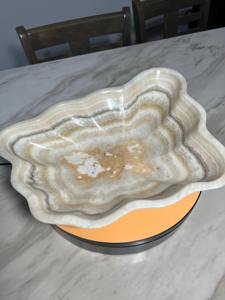 Bol décoratif en marbre brillant de designer Plateau de centre de table en pierre brillante fabriqué à la main Accent de table élégant pour la décoration de la maison ou du bureau - Product Image 5