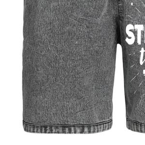 Short en éponge française à motif uni pour hommes Logo personnalisé Effet délavé côtelé 100% coton pelucheux délavé à l'acide-Vente en gros - Product Image 3