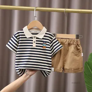 Conjunto de Ropa de Verano para Bebé Niño, 2 Piezas, Algodón, Estilo Formal, Conjunto de Romper a Cuadros para Niños Pequeños de 6 a 24 Meses - Product Image 1