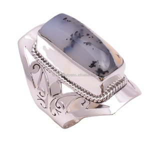 Bagues en opale de dendrite naturelles, bijoux indiens en vrac, bagues en argent sterling 925, jaipur, fabrication de bijoux fins faits à la main - Product Image 1