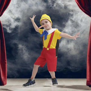Costume de Pinocchio pour Garçons et Filles – Tenue Complète de Personnage pour Halloween/Carnaval avec Combinaison, Cape, Bandeau, Chapeau et Robe - Product Image 2