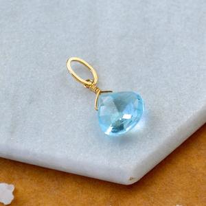 Colgante de Piedra Preciosa de Topacio Azul Suizo con Corte de Lágrima, Piedra Natural Azul Cielo, Chapado en Plata, Joyería Artesanal - Product Image 3