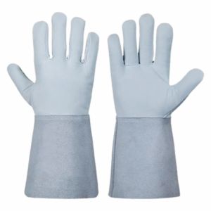Guantes de soldadura TIG de cuero de vaca de grano dividido de alta resistencia, puño de seguridad certificado CE, 11 oz, resistente al calor a la abrasión para - Product Image 1