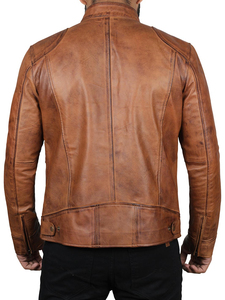 Blousons en cuir Nouveaux modèles Sur mesure Mode Blouson aviateur en cuir d'agneau brun clair Véritable cuir d'agneau Hiver Homme - Product Image 6