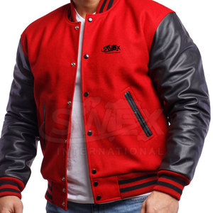Veste Letterman à manches en cuir coupe-vent vente en gros veste d'hiver Letterman à manches en cuir à usage extérieur grande taille - Product Image 2