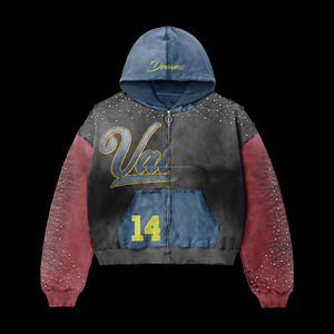 Survêtement unisexe à capuche en coton de haute qualité, imprimé et personnalisé, à manches régulières, avec logo brodé - Product Image 2