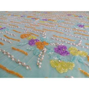 Tela de encaje bordado con cuentas hecho a mano pesado de alta calidad para bodas vestidos de novia vestidos de fiesta nuevo bordado con cuentas de la India - Product Image 1