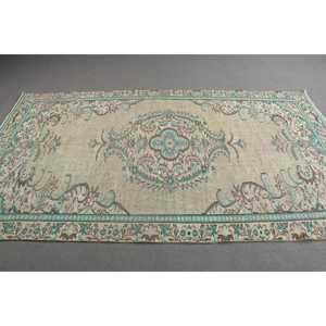 Alfombra Vintage de 5x8.8 pies, Alfombra Azul de Estilo Suroeste, Alfombra de Lana - Product Image 2