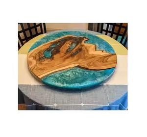 Plateaux d'affichage rotatifs en bois et résine Lazy Susan de forme ronde et écologique Plateaux à vaisselle disponibles à un prix économique - Product Image 3
