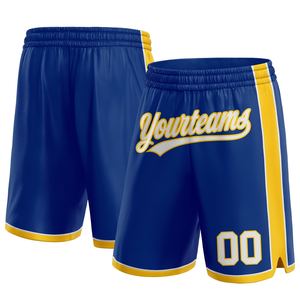 Industrie Direct Engro Sportswear Basketball <b>Shorts</b> Custom Royal <b>White</b>-Yellow Authentic Basketball <b>Shorts</b> - Product Image 1