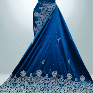 Tela de Poliéster Brocada de Organza Africana de Alta Calidad de Lujo AWAIS HOUSE, 5 Yardas, Tul Francés, Bordado Ecológico - Product Image 1