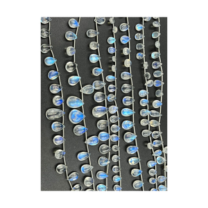 Perles en vrac de pierre de lune arc-en-ciel de feu bleu naturel de haute qualité lisse Briolette poire gouttes taille 4x6mm 10x17mm 8 fabrication de bijoux - Product Image 3