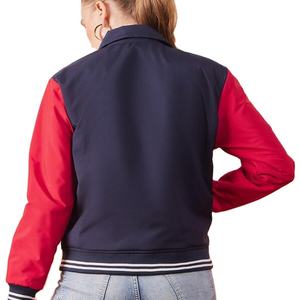 2025 nouvelle vente chaude femmes en cuir respirant Letterman Varsity veste avec Logo personnalisé couleur unie femmes Varsity vestes - Product Image 2