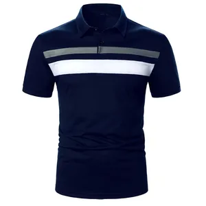 Vêtements de rue pour hommes Impression de logo personnalisé Blocs de couleurs Service OEM Polos pour hommes lavables en machine