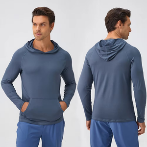 Pull à manches longues actif pour hommes, sweat à capuche léger, sweat-shirts d'entraînement de gymnastique à séchage rapide pour l'hiver numérique, vente en gros - Product Image 1