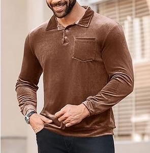 Camisetas de Golf de Manga Larga de Terciopelo de Alta Calidad y a la Moda para Hombre, Transpirables, de Secado Rápido, Ecológicas, 220g, con Logotipo Personalizado - Product Image 4