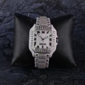 Montre à quartz carrée de luxe Royal Drift pour homme avec cadran en verre moissanite brillant, alliage, acier inoxydable 5 mm - Product Image 3