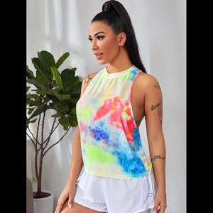 Wholesale 2026 Women's Sleeveless V Neck Tie Dye Tunic Tops <b>T</b> <b>Shirt</b> <b>Dress</b> <b>Summer</b> OEM Streetwear Plus Sizes Available - Product Image 1