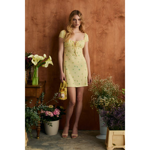 GRIMELANGE AUSTAKIA Mini-robe en tissu doux et extensible avec nœud à la poitrine pour femme - Product Image 1