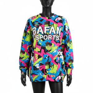 Sweat-shirt pour femmes en tissu polaire brossé 320GSM, design graphique multicolore, impression d'un logo personnalisé, sweat-shirts respirants pour femmes - Product Image 1