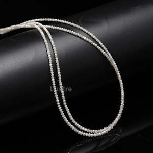 AAA+ White Diamond Bead Strand Faceted Rondelle Natural Diamond Gemstone 15 Inch Jewelry Making Supplies - Product Image 1