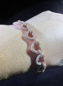 Cœur glacé personnalisé pour bracelet 27mm Moissanites VVS1 testeur de diamant en argent sterling 925 massif Hip Hop bracelets porte-bonheur à la mode - Product Image 2