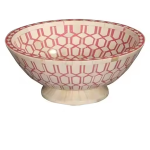 Saladier design tendance fait main avec finition chocolat arrondie incrustée d'os pour la maison hôtel restaurant utilisation décorative cadeaux - Product Image 1