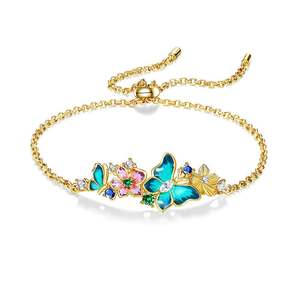 สร้อยข้อมือแฟชั่นรูปผีเสื้อเคลือบสีลายดอกไม้ Jeulia - Product Image 1