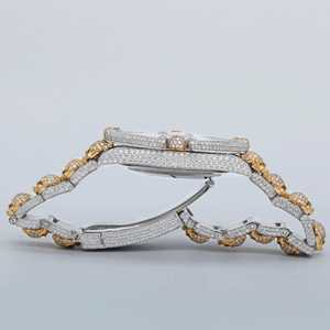 Montre de luxe pour hommes en moissanite avec diamants, design hip hop mécanique tendance avec bracelet en acier inoxydable et cadran en verre - Product Image 2