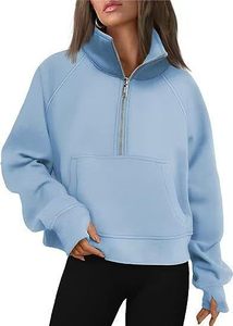Autumn Winter Stand-Up Collar Hoodies Polyester Women's Sports <b>Half</b>-<b>Zip</b> European American Cross-Border <b>Sweatshirt</b> Loose Blank - Product Image 5