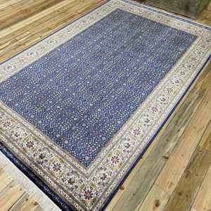 Tapis turc 6,3 x 9,9 pieds, grand tapis vintage, tapis en soie bleu style sud-ouest - Product Image 3