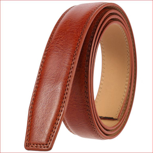 Bande de ceinture en cuir pur véritable automatique pour hommes, logo en relief 3.5 large ceinture en cuir fendu automatique, sangle en acier - Product Image 4
