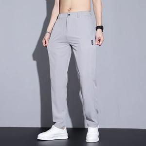 Seda de hielo para hombre, novedad de verano 2025, negro, gris, fino, informal, de negocios, para exteriores, con cordón, cintura elástica, transpirable, deportes de pierna recta - Product Image 5