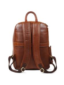 Sac à dos minimaliste en cuir véritable Tan unisexe, sac pour ordinateur portable 15 pouces, sac de travail professionnel, voyage, fermeture éclair, durable - Product Image 5