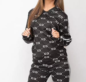 Survêtement pour femmes de style tendance, 100% coton, décontracté, hiver, uni, polaire, taille élastique, lavable, séchage rapide, style haut de gamme, best-seller - Product Image 1